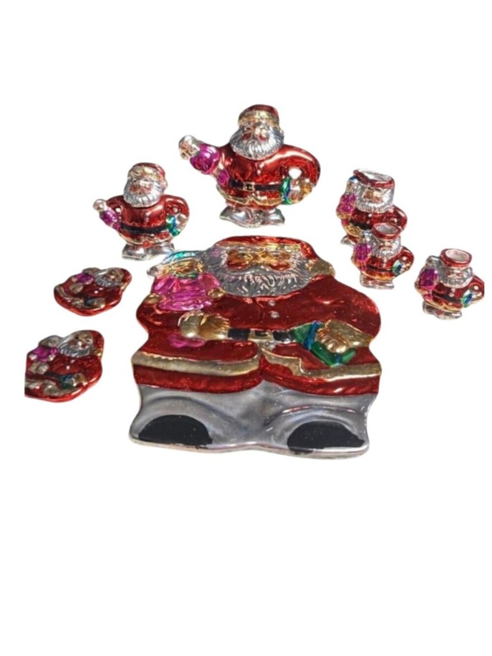 Style Eyes Metallic Christmas 10-Piece 3D Mini Tea Set Featuring Santa Claus